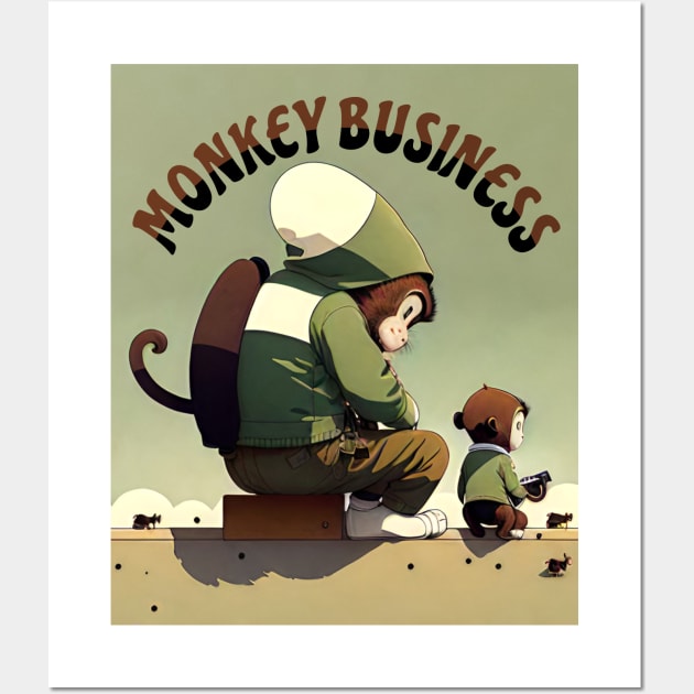 Monkey Business Wall Art by Tezatoons